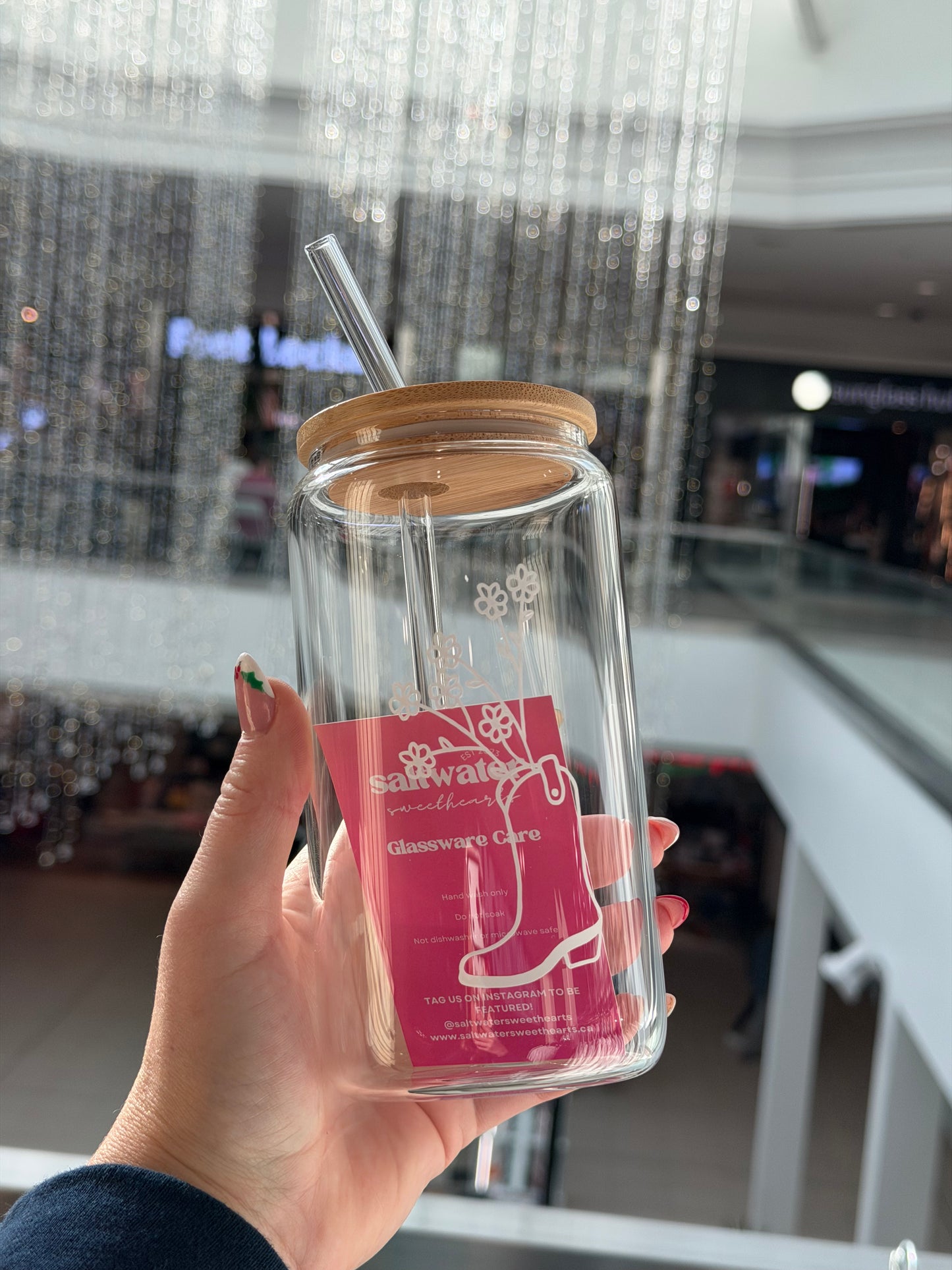 Cowgirl Boot 16oz Glass Beer Can Tumbler