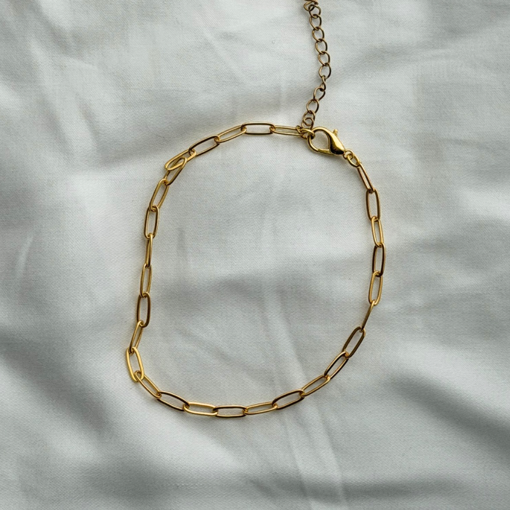 Gold Plated Paperclip Chain Anklet