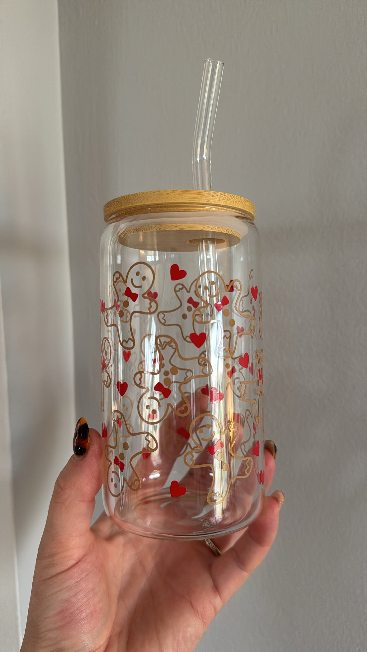 Gingerbread Men 16oz Glass Beer Can Tumbler