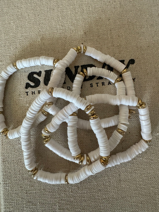 White and Gold Stackable Bracelet