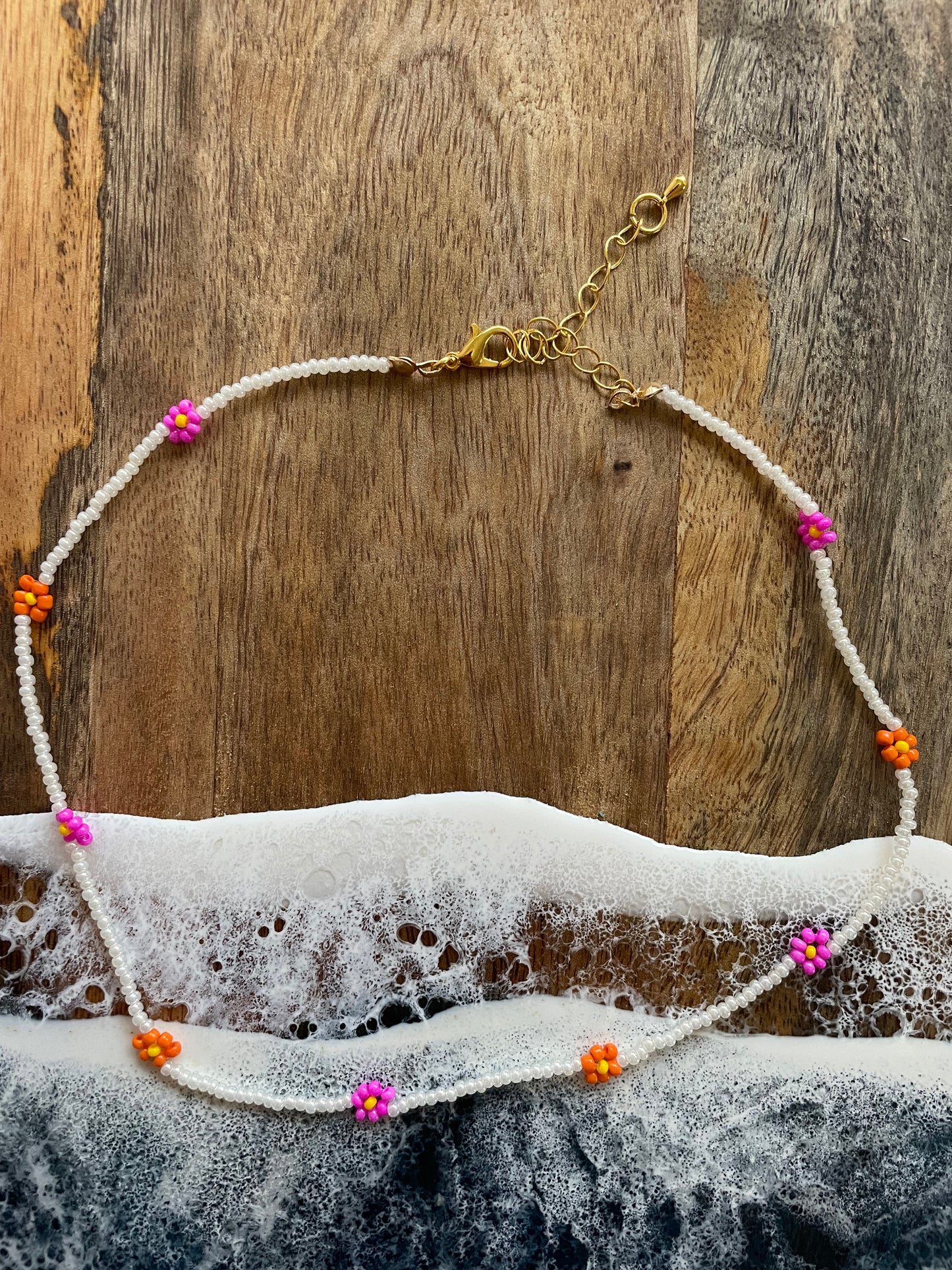 Flower Power Necklace (pink/orange)