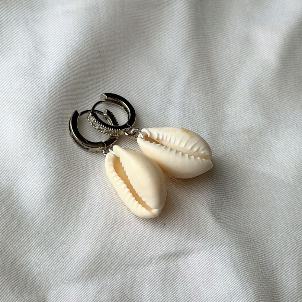 Sterling Silver Cowrie Shell Earrings