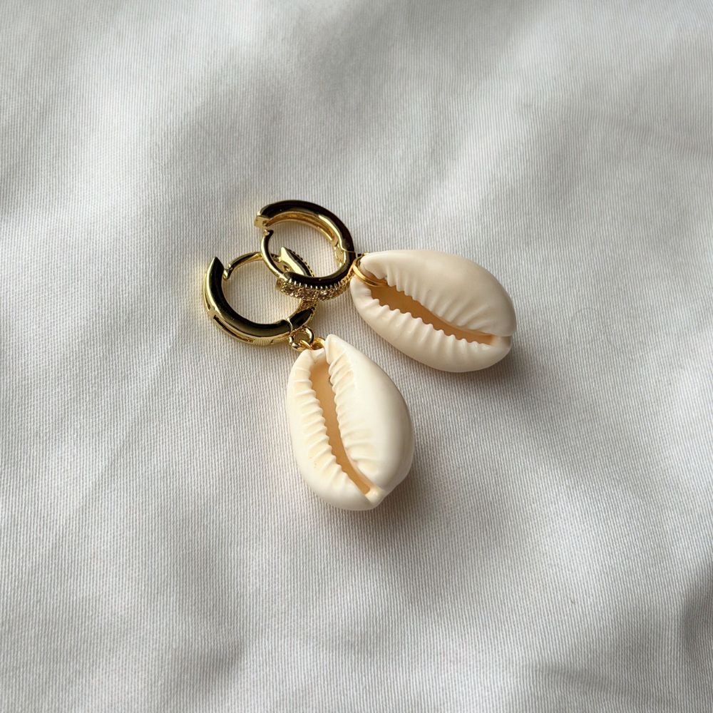 Gold Plated Cowrie Shell Earrings