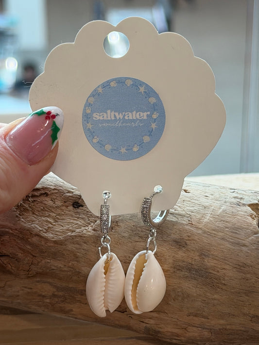Sterling Silver Cowrie Shell Earrings