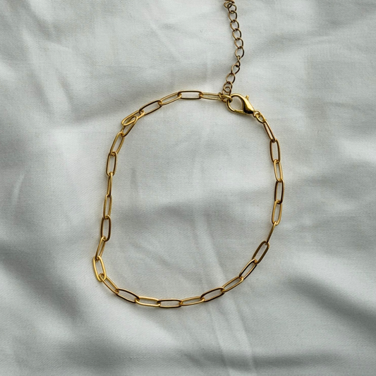 Gold Plated Paperclip Chain Anklet