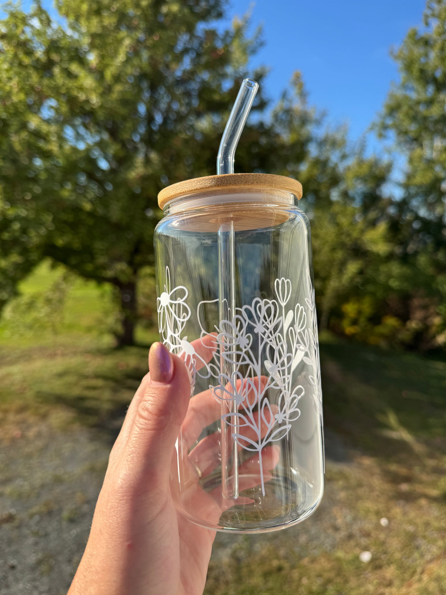 Wildflower 16oz beer can glass tumbler